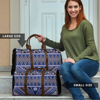 Vintage Bula Fiji Travel Bag Prussian Blue Tapa Masi Motif - Polynesian Pride