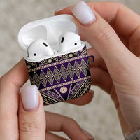 Vintage Bula Fiji AirPods Case Purple Tapa Masi Motif - Polynesian Pride