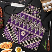 Vintage Bula Fiji Apron Purple Tapa Masi Motif - Polynesian Pride