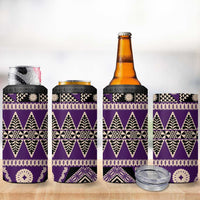 Vintage Bula Fiji 4 in 1 Can Cooler Tumbler Purple Tapa Masi Motif LT9 - Polynesian Pride