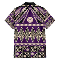 Vintage Bula Fiji Family Matching Off The Shoulder Long Sleeve Dress and Hawaiian Shirt Purple Tapa Masi Motif LT9 - Polynesian Pride