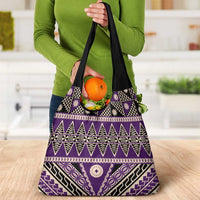 Vintage Bula Fiji Grocery Bag Purple Tapa Masi Motif