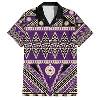 Vintage Bula Fiji Hawaiian Shirt Purple Tapa Masi Motif