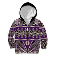 Vintage Bula Fiji Kid Hoodie Purple Tapa Masi Motif LT9 Zip Hoodie Purple - Polynesian Pride