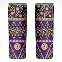 Vintage Bula Fiji Skinny Tumbler Purple Tapa Masi Motif LT9 Purple - Polynesian Pride