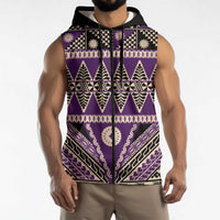 Vintage Bula Fiji Sleeveless Zip Hoodie Purple Tapa Masi Motif LT9 - Polynesian Pride