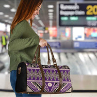 Vintage Bula Fiji Travel Bag Purple Tapa Masi Motif - Polynesian Pride