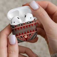 Vintage Bula Fiji AirPods Case Red Tapa Masi Motif - Polynesian Pride