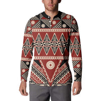 Vintage Bula Fiji Button Sweatshirt Red Tapa Masi Motif