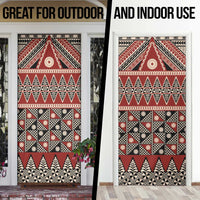 Vintage Bula Fiji Door Cover Red Tapa Masi Motif - Polynesian Pride