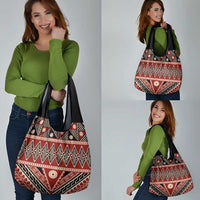 Vintage Bula Fiji Grocery Bag Red Tapa Masi Motif