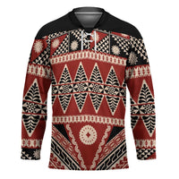 Vintage Bula Fiji Hockey Jersey Red Tapa Masi Motif - Polynesian Pride