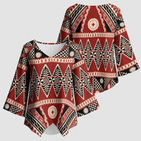 Vintage Bula Fiji Kimono Sleeve Blouse Red Tapa Masi Motif - Polynesian Pride