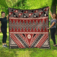 Vintage Bula Fiji Quilt Red Tapa Masi Motif