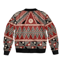 Vintage Bula Fiji Sleeve Zip Bomber Jacket Red Tapa Masi Motif