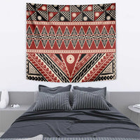Vintage Bula Fiji Tapestry Red Tapa Masi Motif