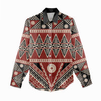 Vintage Bula Fiji Women Casual Shirt Red Tapa Masi Motif LT9 - Polynesian Pride