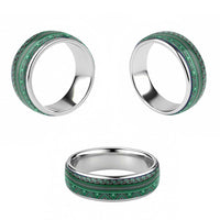 Vintage Bula Fiji Classic Ring Green Tapa Motif Fiji Masi Tribal LT9 - Polynesian Pride