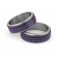 Vintage Bula Fiji Classic Ring Blue Tapa Motif Fiji Masi Tribal LT9 Sliver Blue - Polynesian Pride
