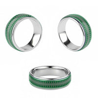 Vintage Bula Fiji Classic Ring Green Tapa Motif Fiji Traditional Masi Pattern - Polynesian Pride