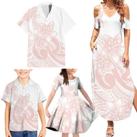 Polynesian Tribal Plumeria Lotu Tamaiti Family Matching Summer Maxi Dress and Hawaiian Shirt Pastel Blush LT9 - Polynesian Pride