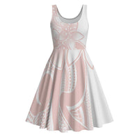 Polynesian Tribal Plumeria Lotu Tamaiti Midi Dress Pastel Blush LT9 Blush - Polynesian Pride