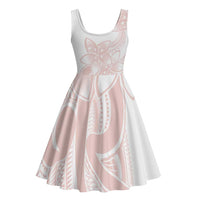 Polynesian Tribal Plumeria Lotu Tamaiti Midi Dress Pastel Blush LT9 - Polynesian Pride