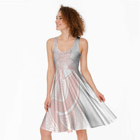 Polynesian Tribal Plumeria Lotu Tamaiti Midi Dress Pastel Blush LT9 - Polynesian Pride