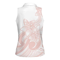 Polynesian Tribal Plumeria Lotu Tamaiti Women Sleeveless Polo Shirt Pastel Blush LT9 - Polynesian Pride