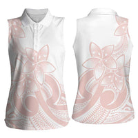Polynesian Tribal Plumeria Lotu Tamaiti Women Sleeveless Polo Shirt Pastel Blush LT9 - Polynesian Pride