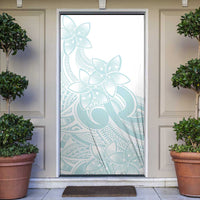 Polynesian Tribal Plumeria Lotu Tamaiti Door Cover Pastel Cyan LT9 Cyan - Polynesian Pride