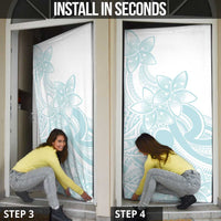 Polynesian Tribal Plumeria Lotu Tamaiti Door Cover Pastel Cyan LT9 - Polynesian Pride