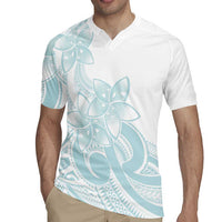 Polynesian Tribal Plumeria Lotu Tamaiti Rugby Jersey Pastel Cyan LT9 - Polynesian Pride