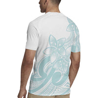 Polynesian Tribal Plumeria Lotu Tamaiti Rugby Jersey Pastel Cyan LT9 - Polynesian Pride