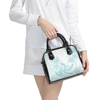 Polynesian Tribal Plumeria Lotu Tamaiti Shoulder Handbag Pastel Cyan - Polynesian Pride