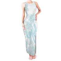 Polynesian Tribal Plumeria Lotu Tamaiti Tank Maxi Dress Pastel Cyan LT9 Women Cyan - Polynesian Pride
