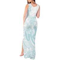 Polynesian Tribal Plumeria Lotu Tamaiti Tank Maxi Dress Pastel Cyan LT9 - Polynesian Pride