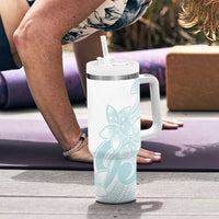 Polynesian Tribal Plumeria Lotu Tamaiti Tumbler With Handle Pastel Cyan LT9 - Polynesian Pride