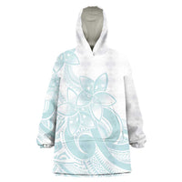 Polynesian Tribal Plumeria Lotu Tamaiti Wearable Blanket Hoodie Pastel Cyan LT9 One Size Cyan - Polynesian Pride