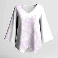 Polynesian Tribal Plumeria Lotu Tamaiti Kimono Sleeve Blouse Pastel Mauve LT9 Female Mauve - Polynesian Pride