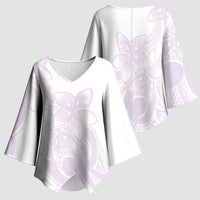 Polynesian Tribal Plumeria Lotu Tamaiti Kimono Sleeve Blouse Pastel Mauve LT9 - Polynesian Pride