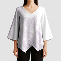 Polynesian Tribal Plumeria Lotu Tamaiti Kimono Sleeve Blouse Pastel Mauve LT9 - Polynesian Pride