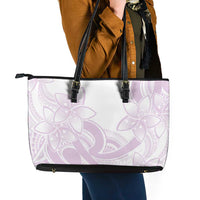 Polynesian Tribal Plumeria Lotu Tamaiti Leather Tote Bag Pastel Mauve LT9 - Polynesian Pride