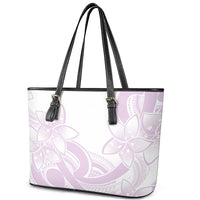 Polynesian Tribal Plumeria Lotu Tamaiti Leather Tote Bag Pastel Mauve LT9 - Polynesian Pride