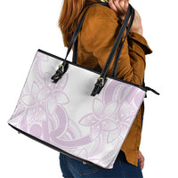 Polynesian Tribal Plumeria Lotu Tamaiti Leather Tote Bag Pastel Mauve LT9 - Polynesian Pride