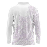 Polynesian Tribal Plumeria Lotu Tamaiti Long Sleeve Polo Shirt Pastel Mauve LT9 - Polynesian Pride