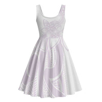Polynesian Tribal Plumeria Lotu Tamaiti Midi Dress Pastel Mauve LT9 - Polynesian Pride