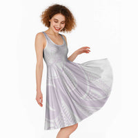 Polynesian Tribal Plumeria Lotu Tamaiti Midi Dress Pastel Mauve LT9 - Polynesian Pride