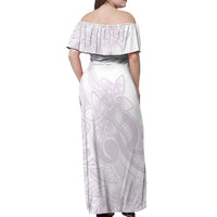 Polynesian Tribal Plumeria Lotu Tamaiti Off Shoulder Maxi Dress Pastel Mauve LT9 - Polynesian Pride