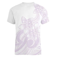 Polynesian Tribal Plumeria Lotu Tamaiti Women V-Neck T-Shirt Pastel Mauve LT9 - Polynesian Pride